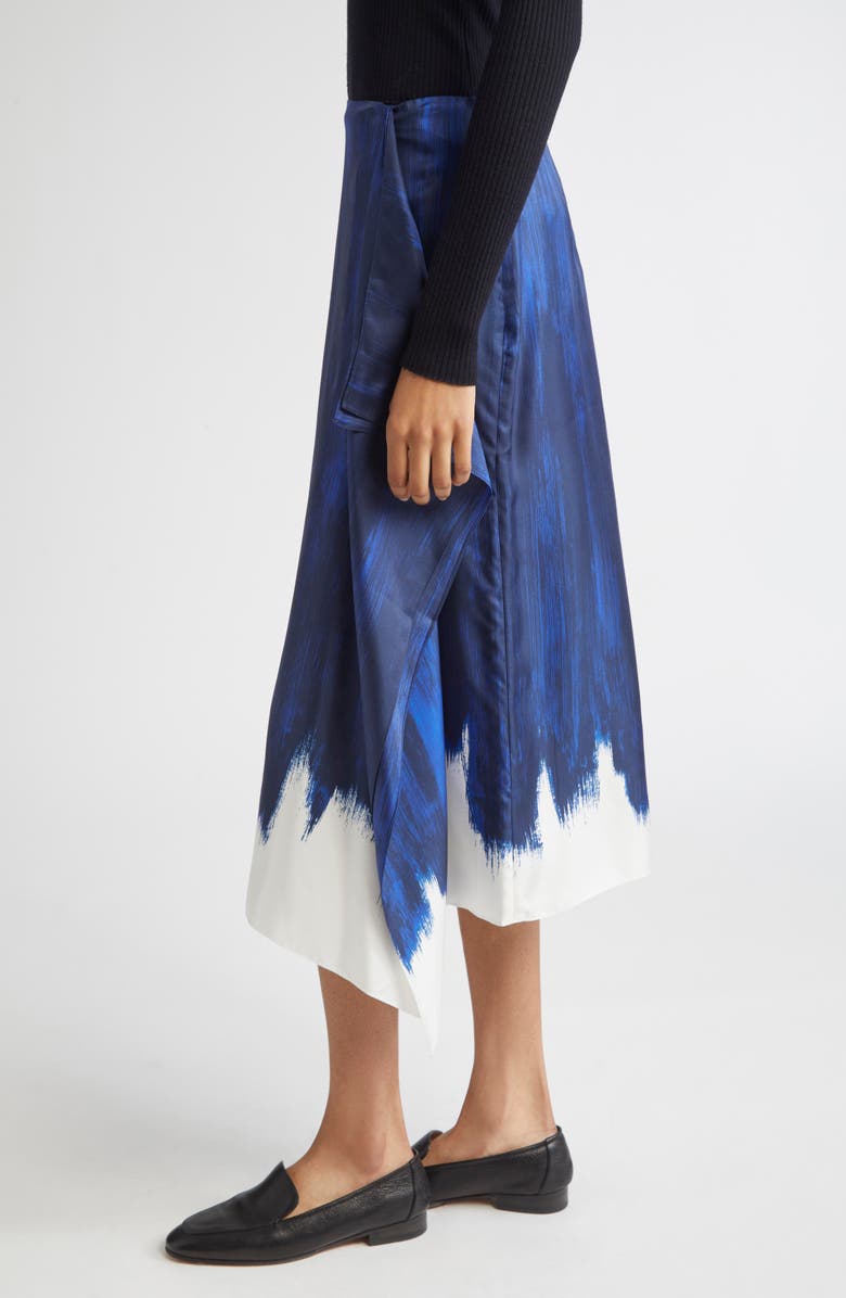 Proenza Schouler Amery Double Print Silk Twill Midi Skirt, Alternate, color, Cobalt Multi
