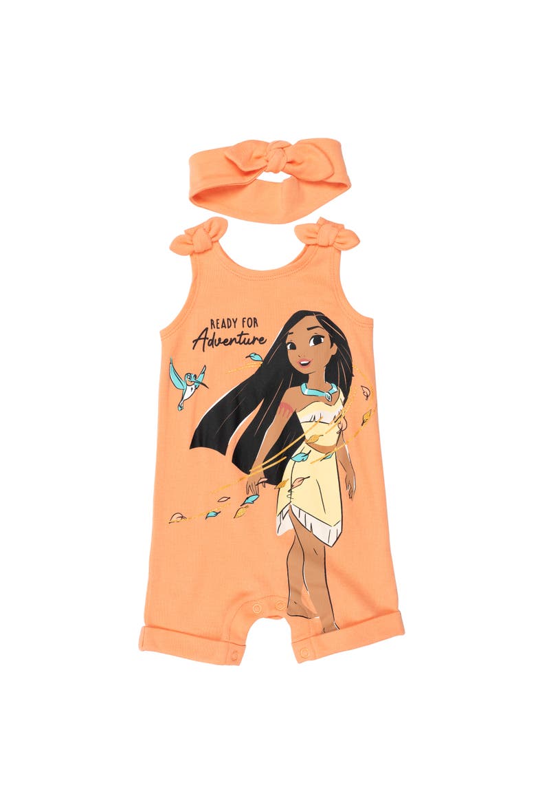 Princess Sleeveless One-Piece and Headband Set, Main, color, Pocahontas Peach