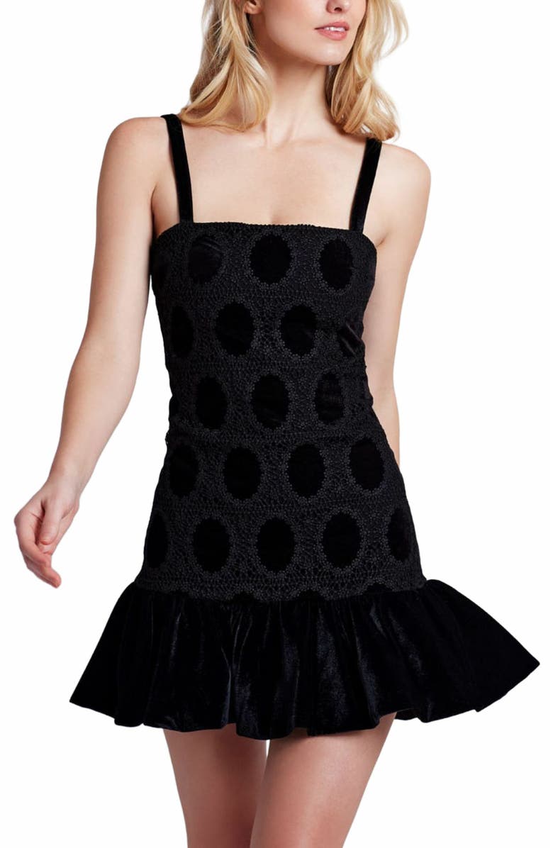 PatBO Velvet Lace Sleeveless Mini Dr, Alternate, color,
