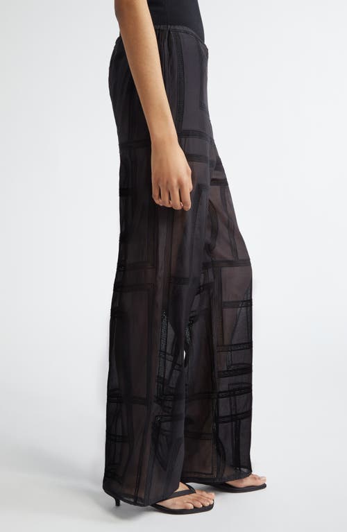 Totême Toteme Monogram Open Stitch Organic Cotton & Silk Pj Bottoms In Black