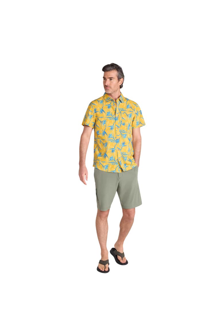 Tropical Tree Branch Short-Sleeved Shirt, Alternate, color, Mustard