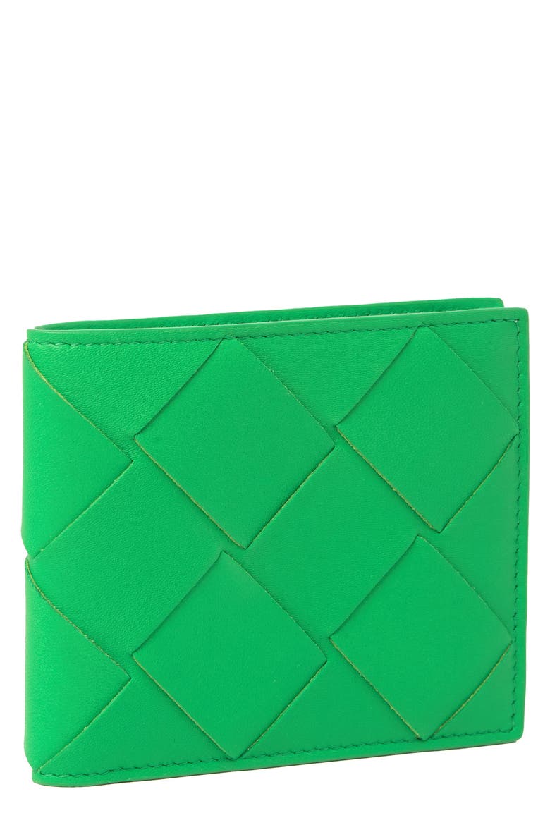 Veneta Large Weave Bi-Fold Wallet, Alternate, color, GRASS