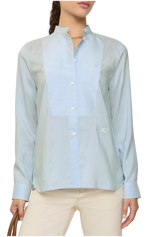 Burberry Relaxed Fit Striped Silk Poplin Shirt In Blue