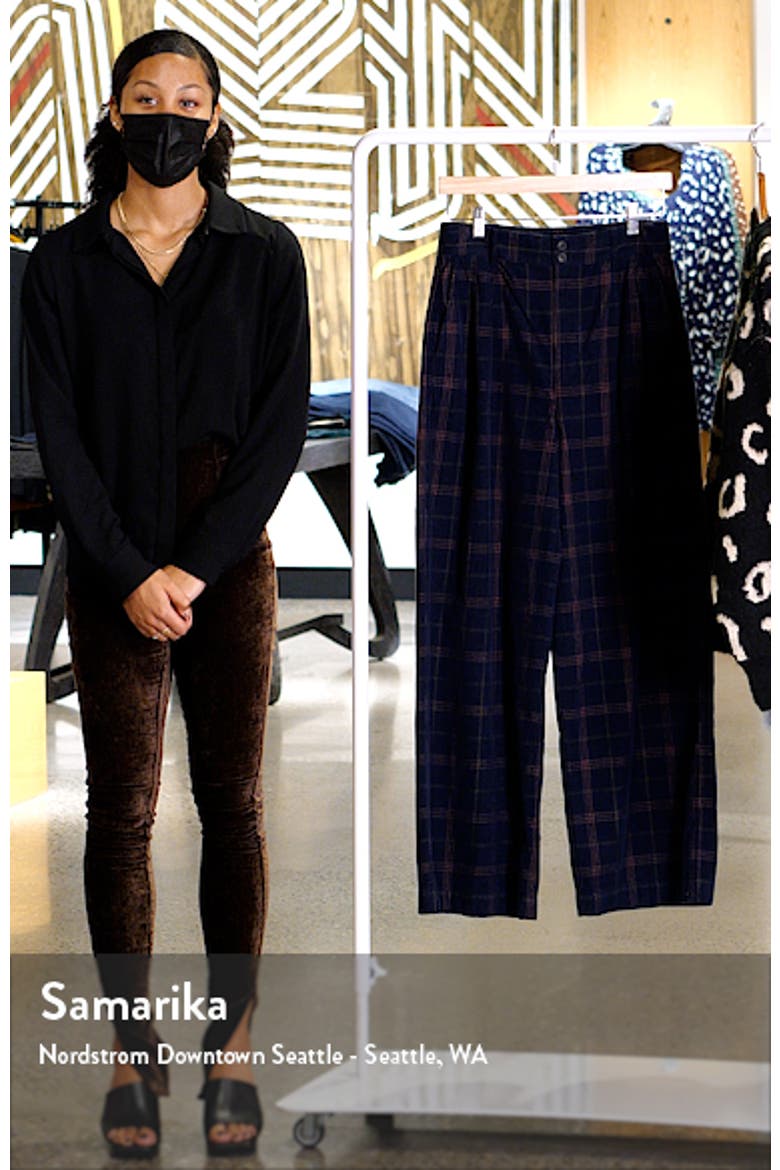 Windowpane Plaid Pleated Corduroy Wide Leg Pants video