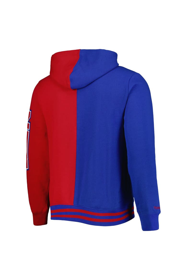 Men's Mitchell & Ness Royal/Red New Jersey Nets Hardwood Classics Split Pullover Hoodie, Alternate, color, Blue