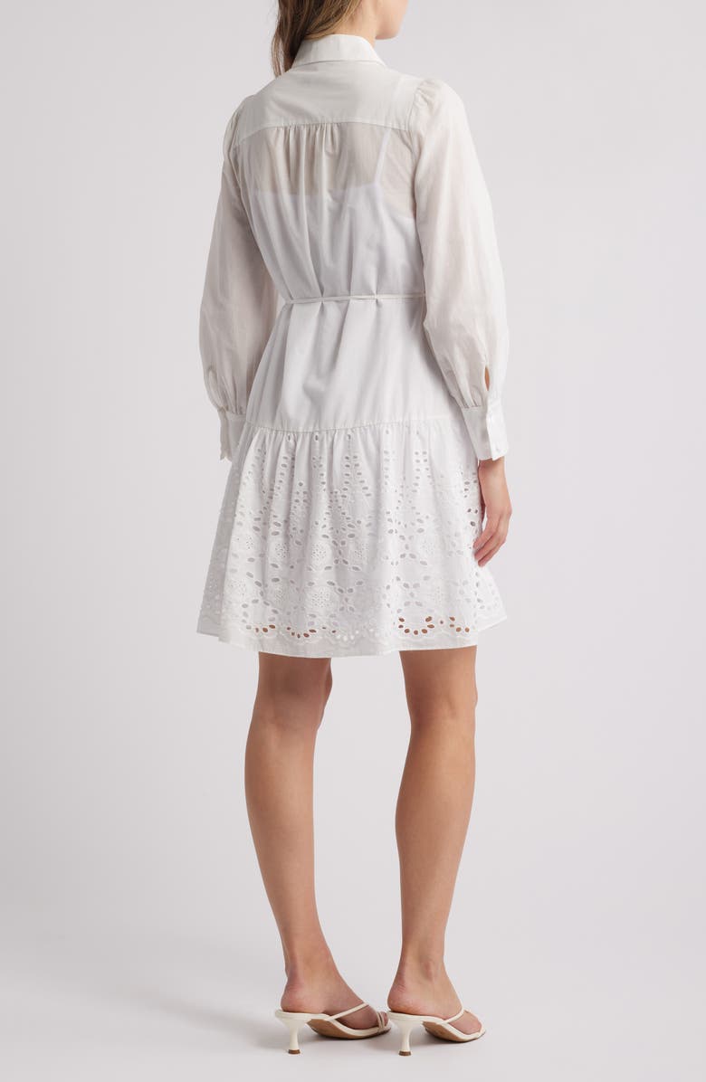 Julia Jordan Long Sleeve Cotton Eyelet Shirtdress, Alternate, color, 