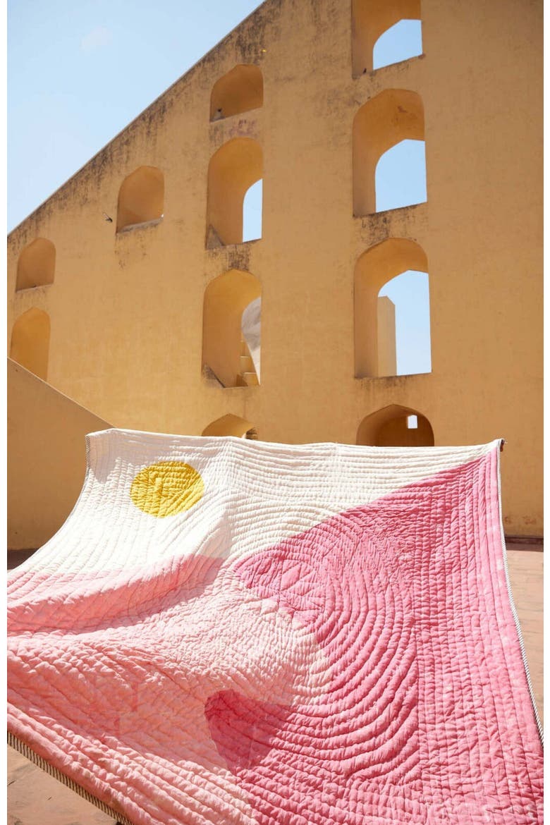 Dune Quilt Bedding Set with 2 Shams, Alternate, color, Pink,Yellow, White