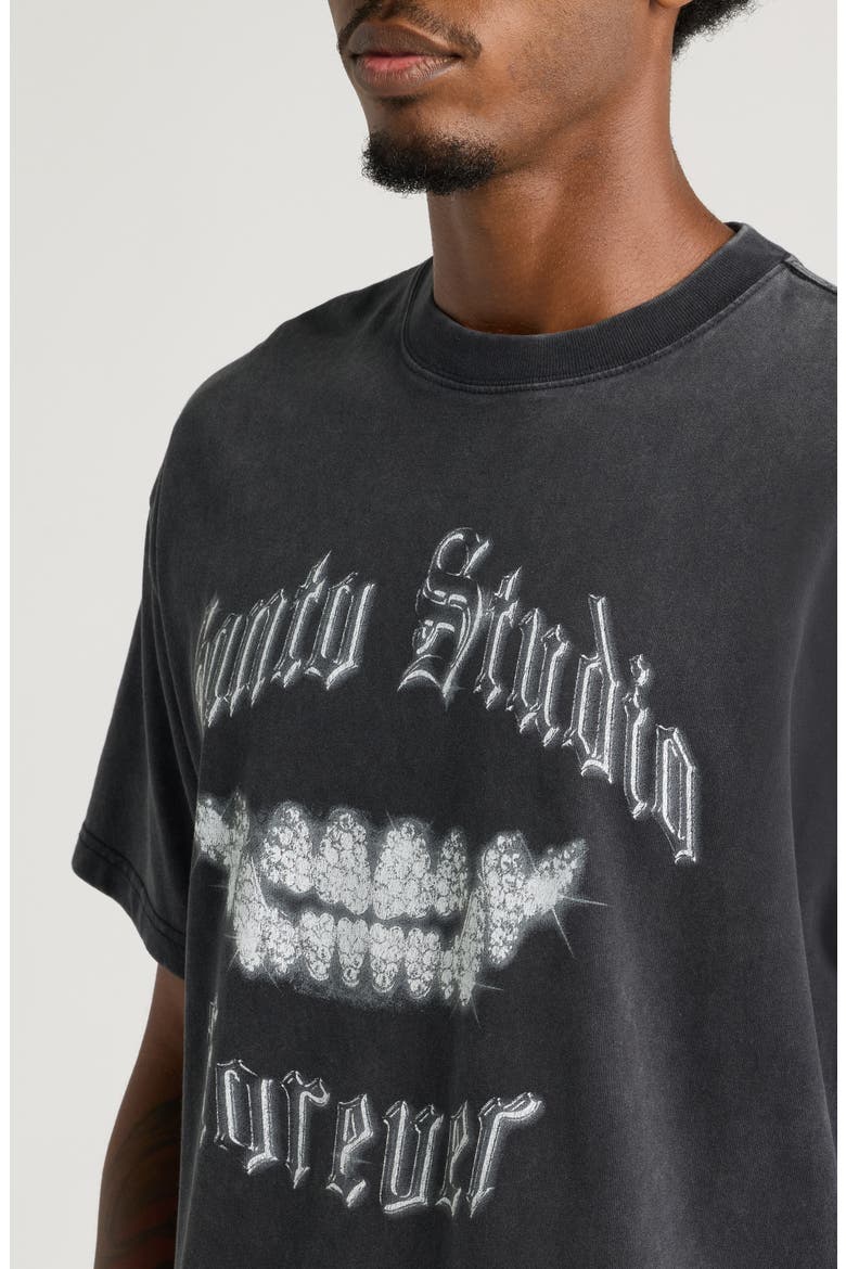 Fangs Forever Graphic Cotton T-Shirt, Alternate, color, BLACK FADE