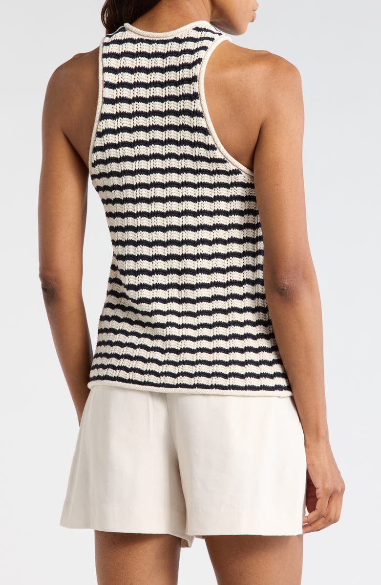 A.L.C. Nelly Stripe Pointelle Stitch Tank, Alternate, color, Parchment/ Navy Stripe