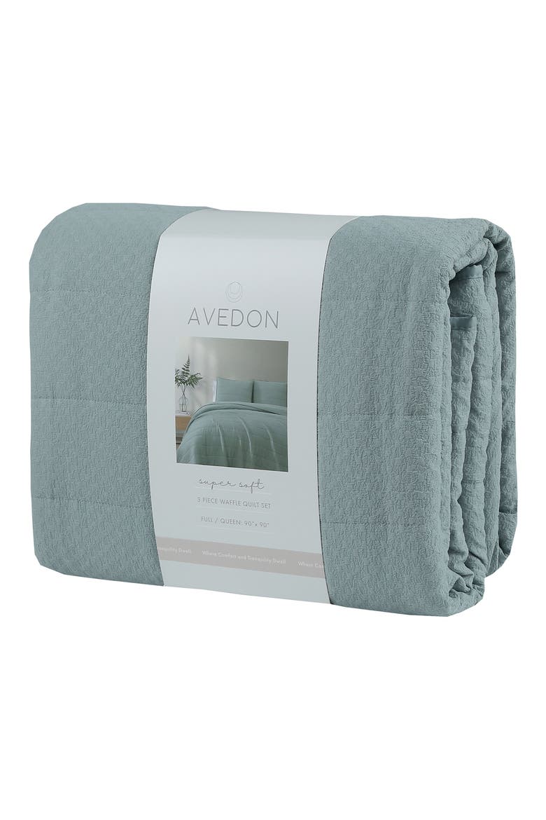 Waffle Jacquard Comforter & Pillow Sham Set, Alternate, color, SAGE