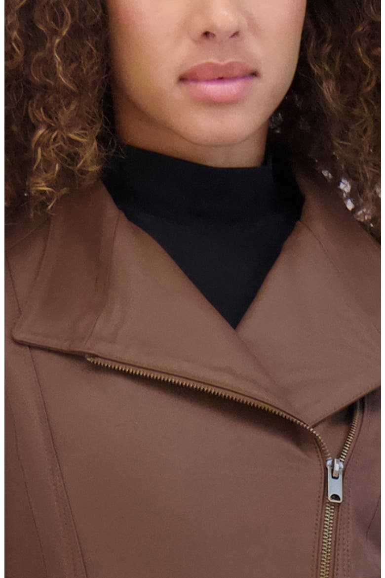 Felix Leather Crop Moto Jacket, Alternate, color, SEPIA