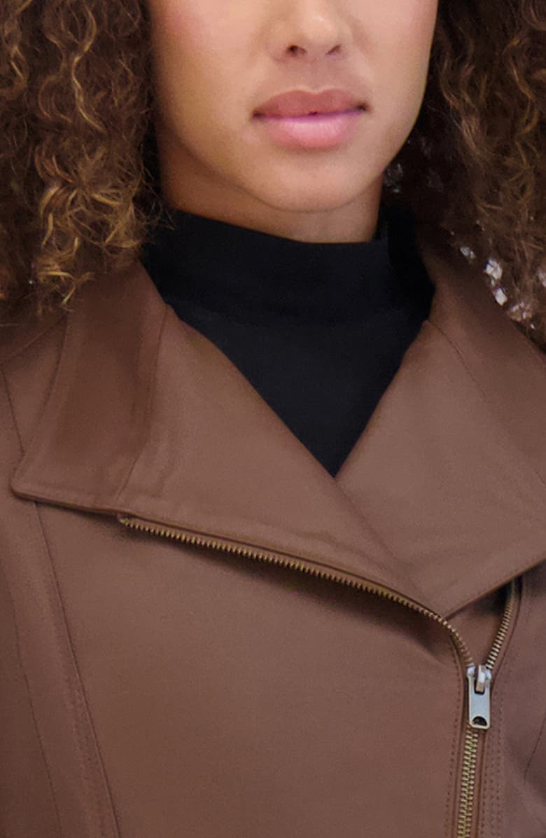 Andrew Marc Felix Leather Crop Moto Jacket, Alternate, color, Sepia