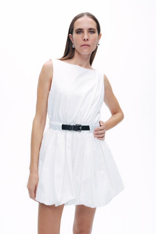 Shop Nocturne Balloon Skirt Mini Dress In Open White