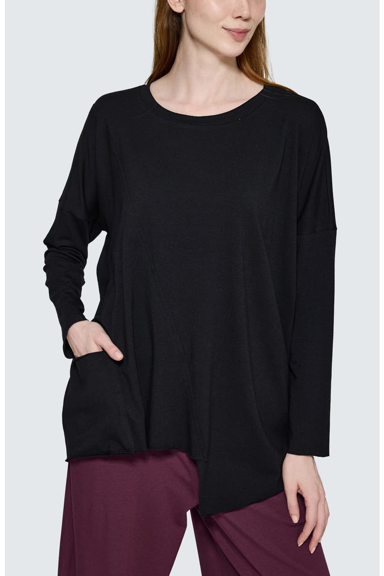 Greta Asymmetrical Blouse, Alternate, color, Black