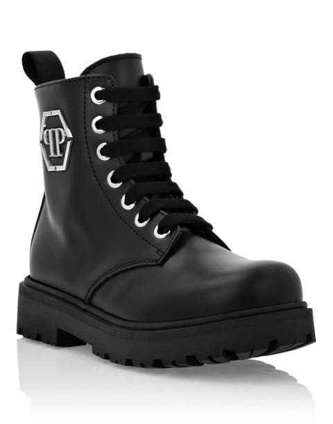 Leather Boots Low Lace Up Hexagon Boy