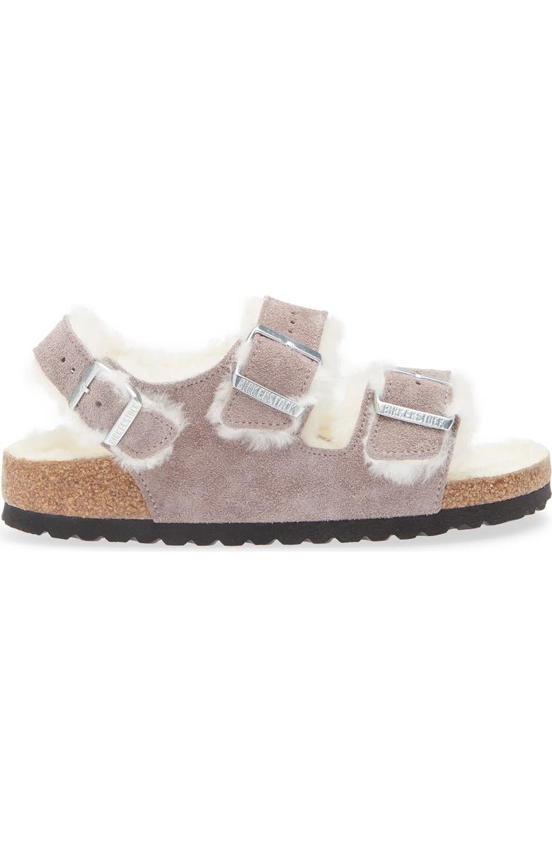 Birkenstock Milano Genuine Shearling Slingback Sandal, Alternate, color, Faded Purple