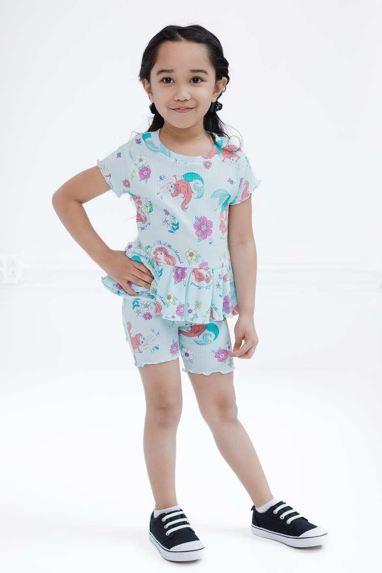 Ribbed T-Shirt & Shorts Set, Alternate, color, Ariel Flounder Blue