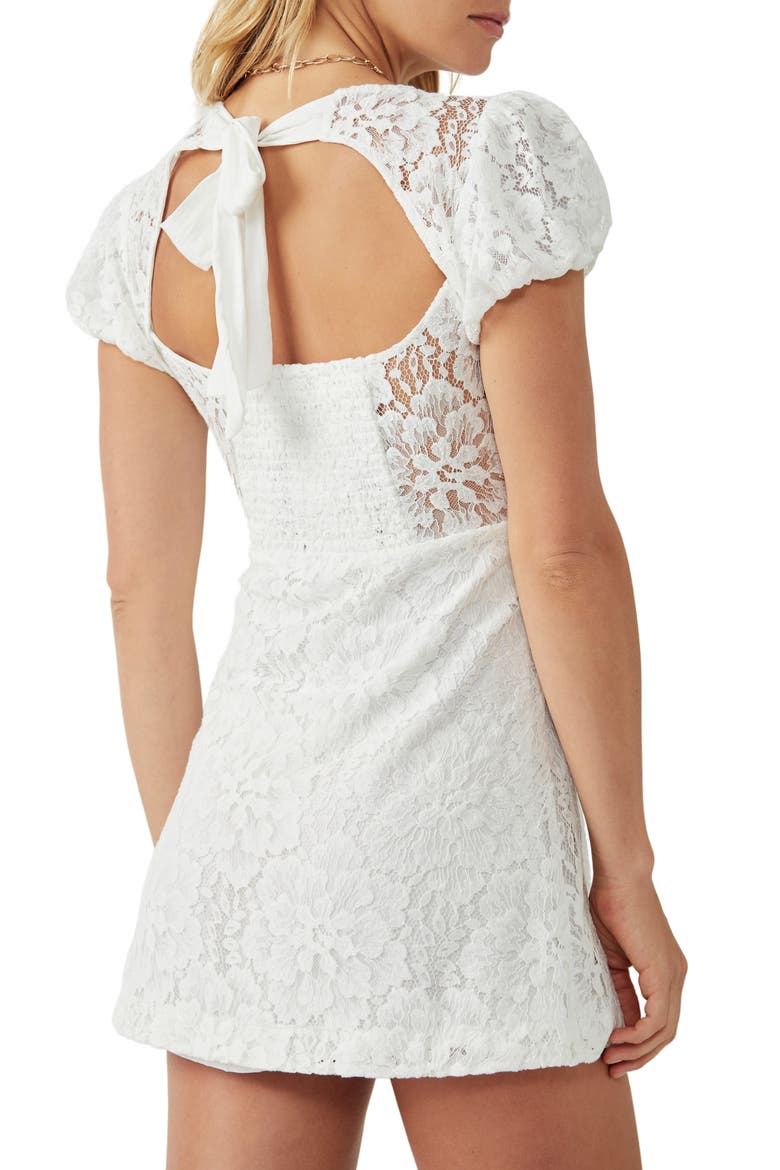 Hailee Puff Sleeve Lace Dress, Alternate, color, IVORY