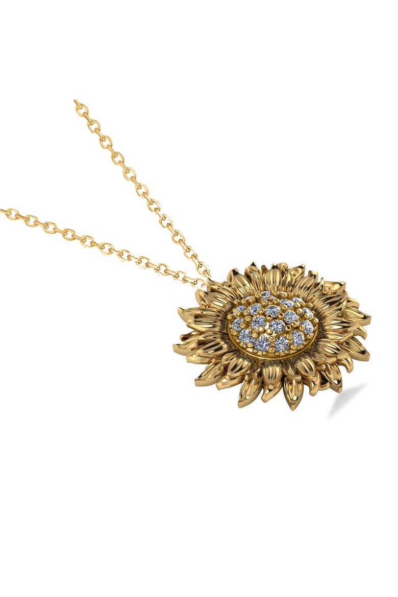 Sunflower Diamond Pendant Necklace 14k, Alternate, color, 0.19ct,Yellow Gold