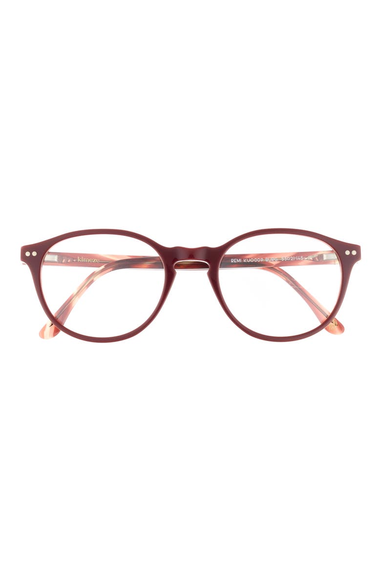 53mm Round Optical Glasses, Main, color, BURGUNDY TRANSPARENT