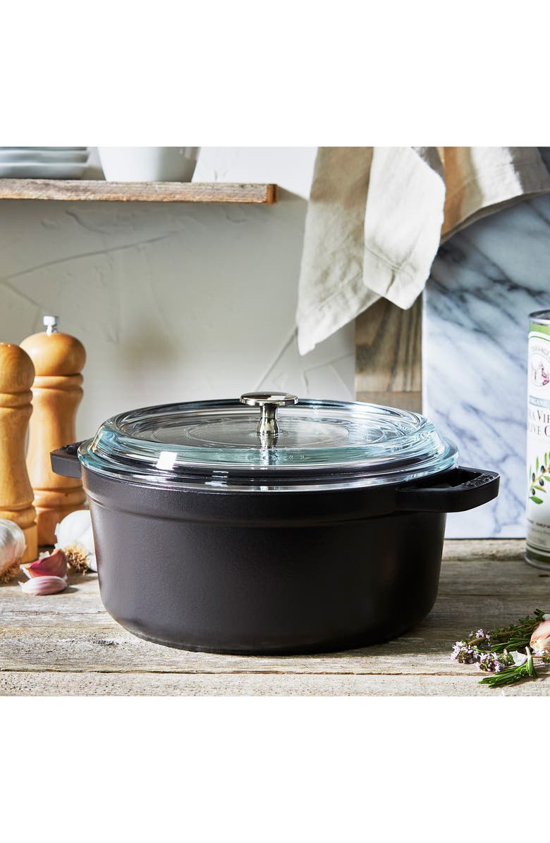 Staub 4-Quart Enameled Cast Iron Dutch Oven with Glass Lid, Alternate, color,