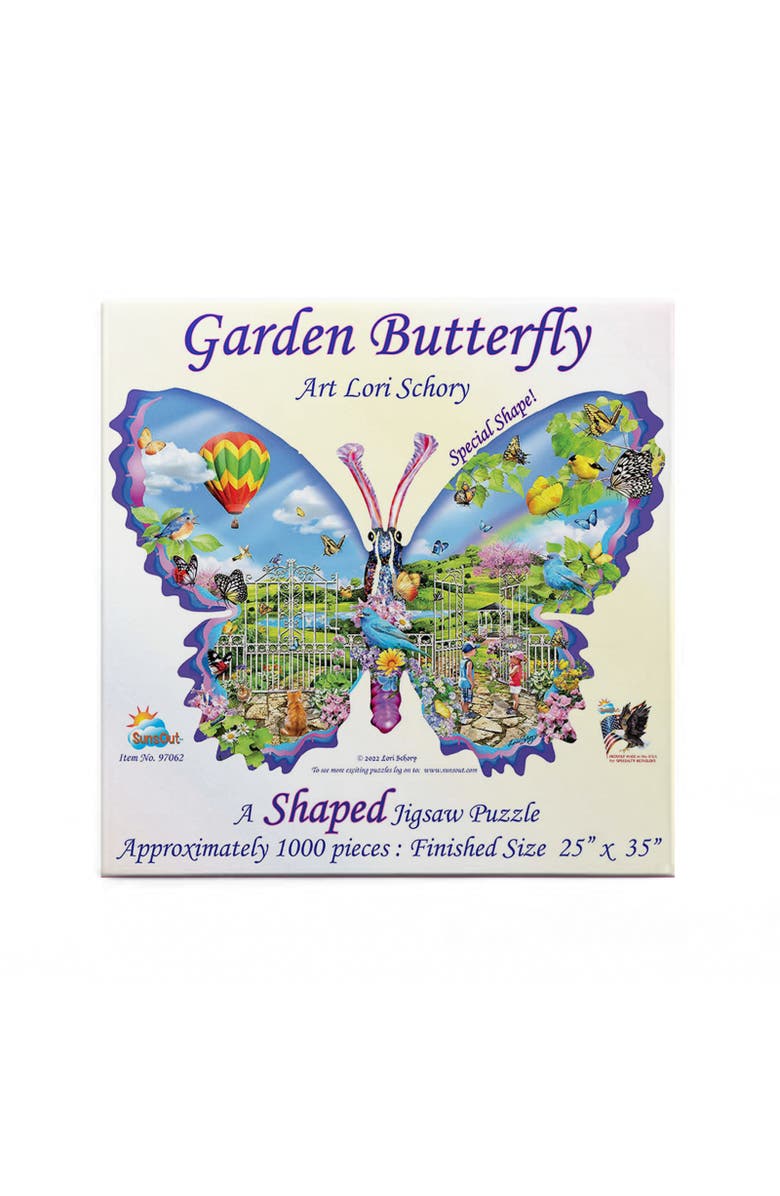 Sunsout Garden Butterfly 1000 piece Jigsaw Puzzle for Adults Special Shape, Alternate, color, Multicolor