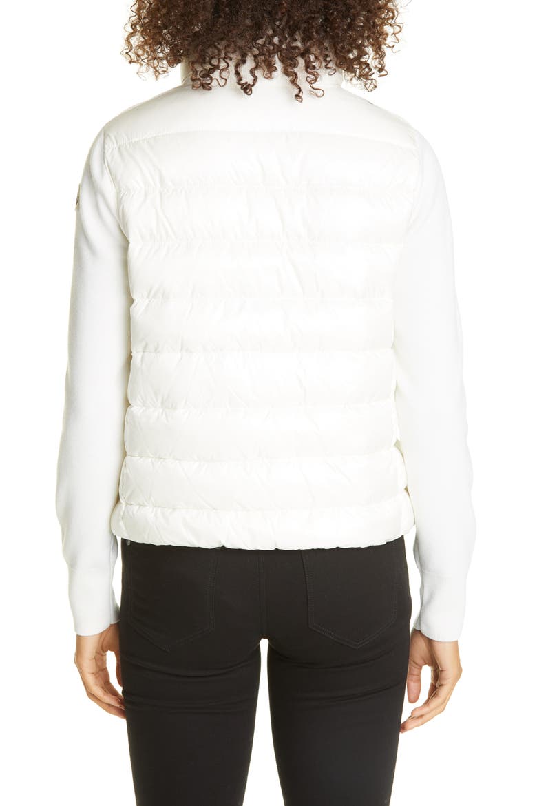 Quilted Down & Wool Short Cardigan, Alternate, color, WHITE