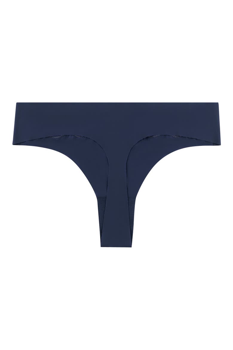 Soft Seamless Thong with Lace, Alternate, color, DRESS BLUE
