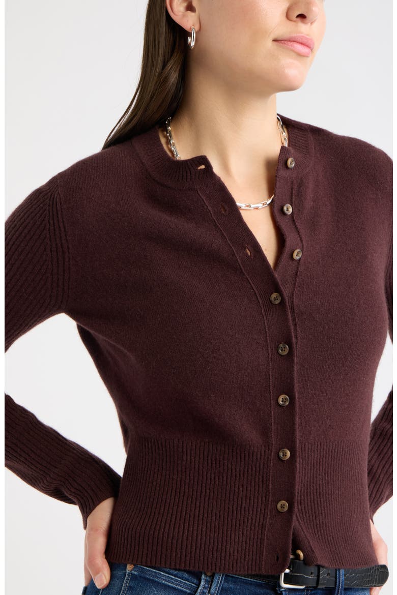 Wool & Cashmere Blend Cardigan, Alternate, color, BROWN CHOCOLATE