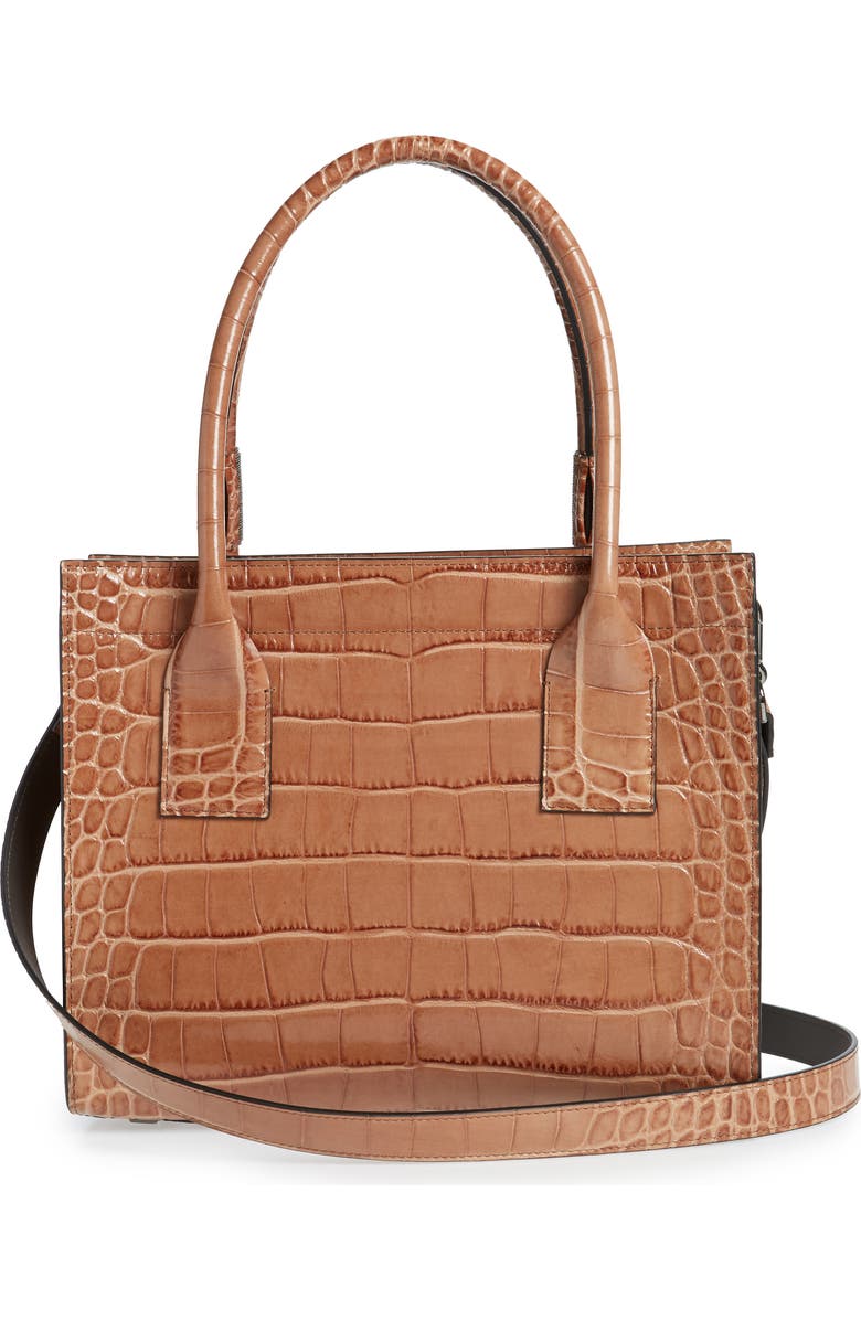 Brunello Cucinelli Monili Trim Croc Embossed Leather Tote, Alternate, color,