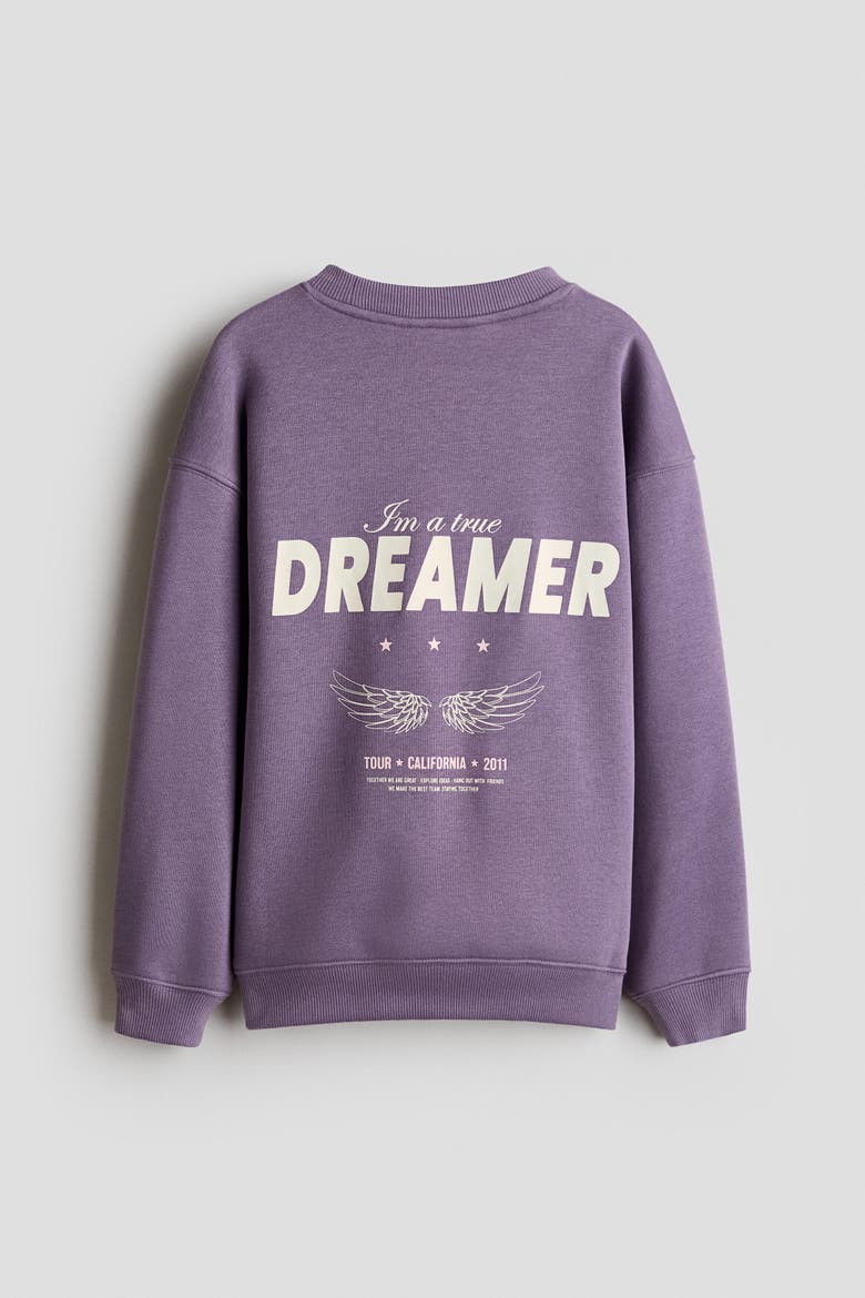 Loose-Fit Printed Sweatshirt, Alternate, color, Dusty lilac/Dreamer