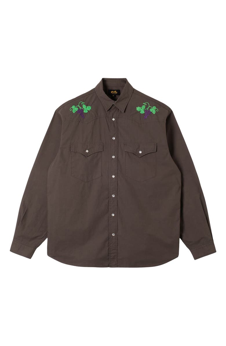 STAN RAY Embroidered Western Shirt, Main, color, Washed Black Poplin