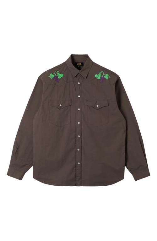 Stan Ray Embroidered Western Shirt In Washed Black Poplin