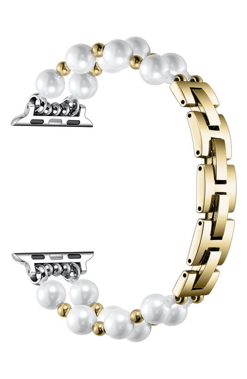 The Posh Tech Sheridan Faux Pearl Apple Watch® Watchband In Gold