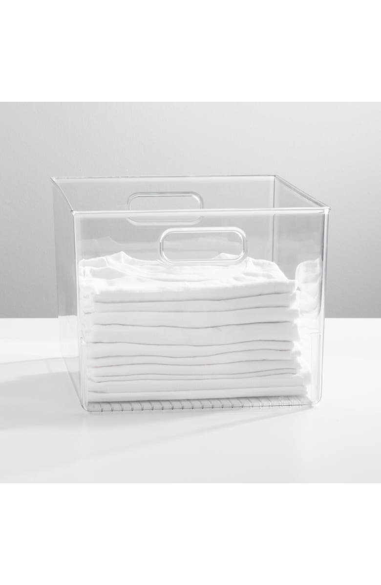 mDesign miDesign Plastic Closet Storage Organizer Container Bin, Handles - 4 Pack, USA Made, Alternate, color, Clear