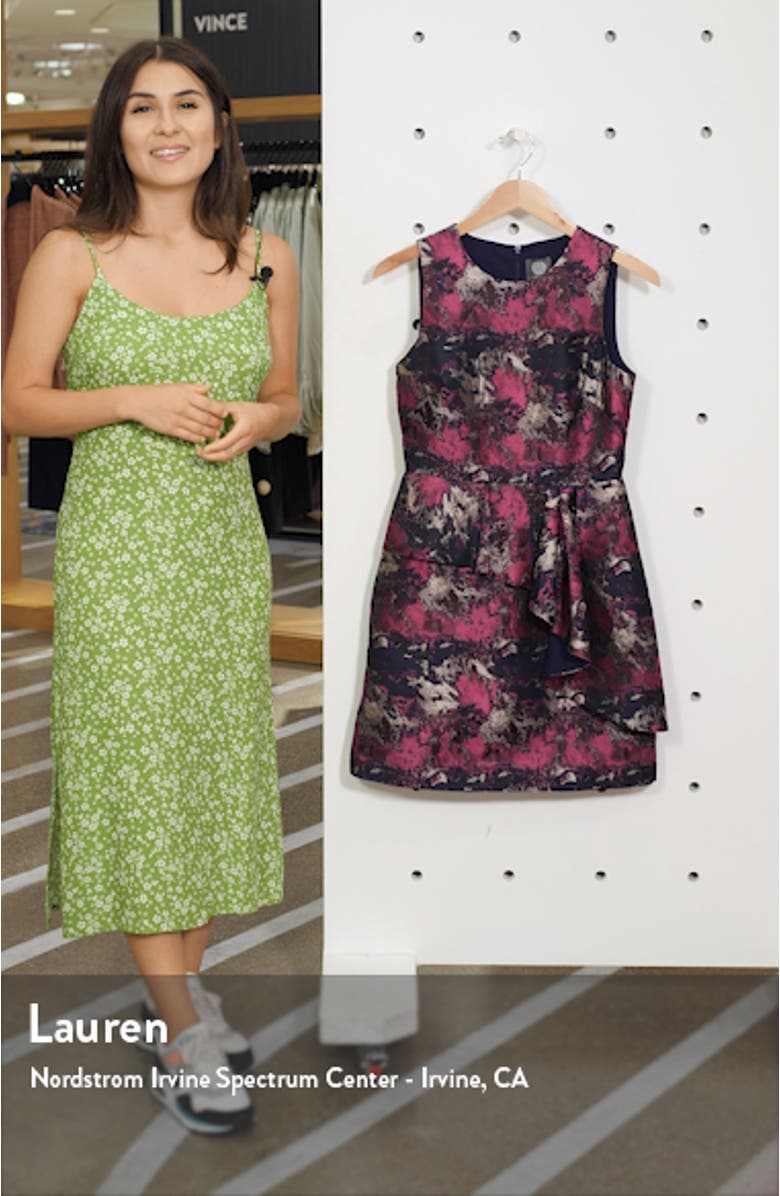 Metallic Asymmetrical Peplum Sheath Dress, sales video thumbnail