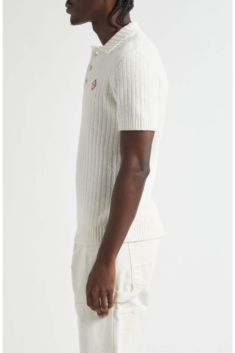 Bouclé Rib Polo, Alternate, color, WHITE