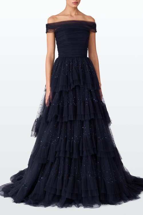 Jenny Packham Sequin-detail Queenie Gown In Blue