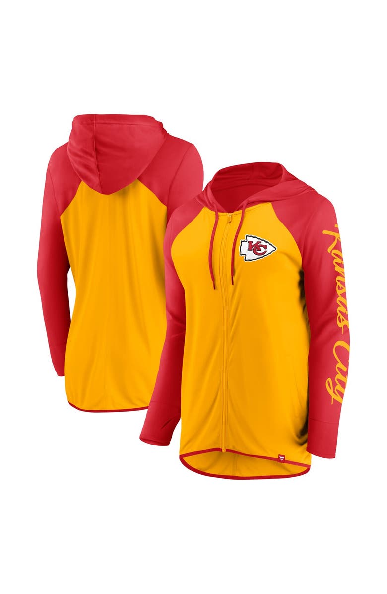 FANATICS Women's Fanatics Gold/Red Kansas City Chiefs Script Full-Zip Hoodie, Main, color, Gold