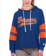 STARTER Women's Starter Royal Denver Broncos Bump And Run Long Sleeve Hoodie T-Shirt
