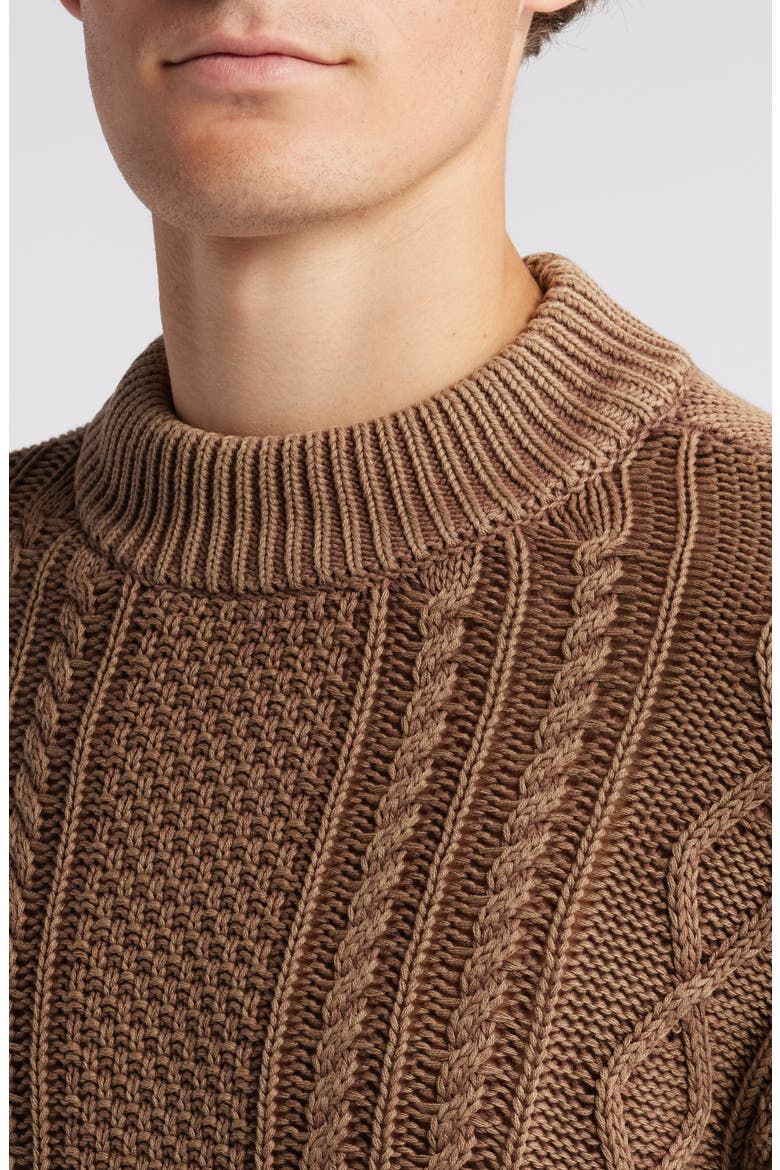 Cable Stitch Sweater, Alternate, color, BROWN