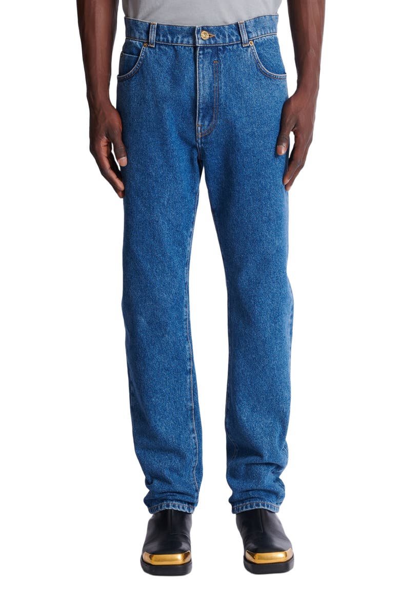 Balmain Blue denim straight-cut jeans, Alternate, color, Blue
