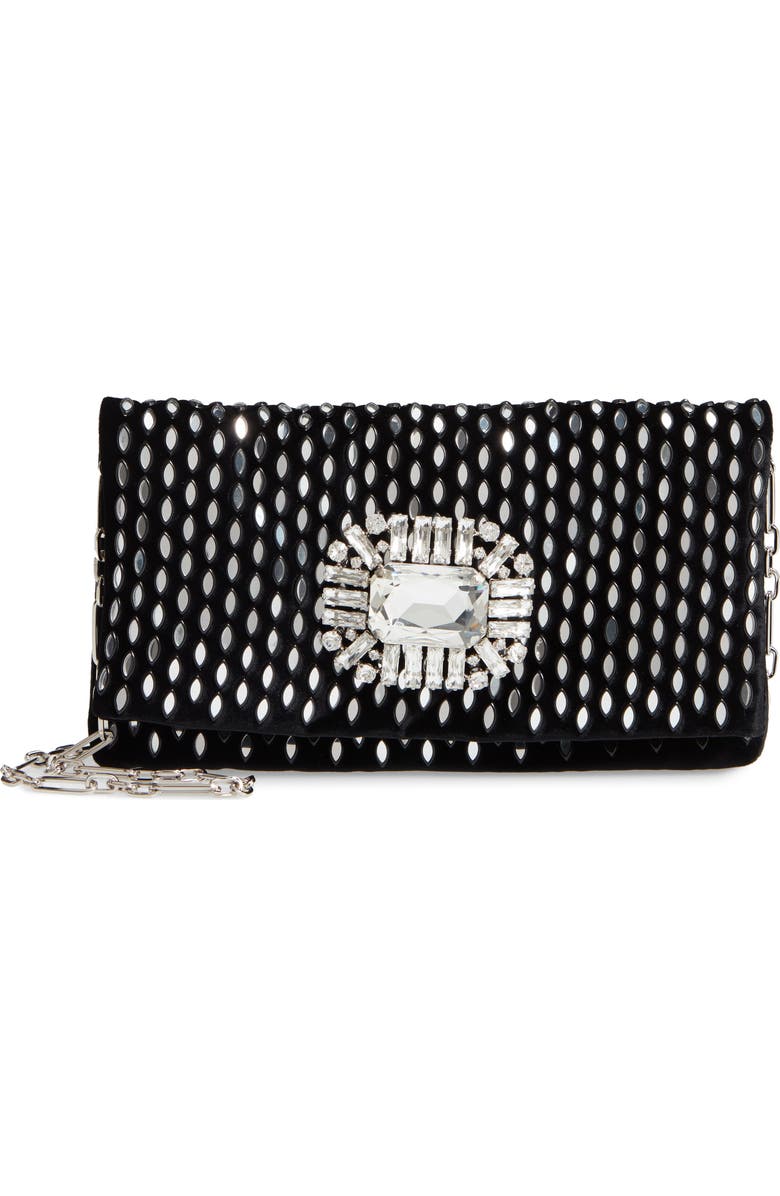 Jimmy Choo Titania Embellished Velvet Clutch, Main, color,