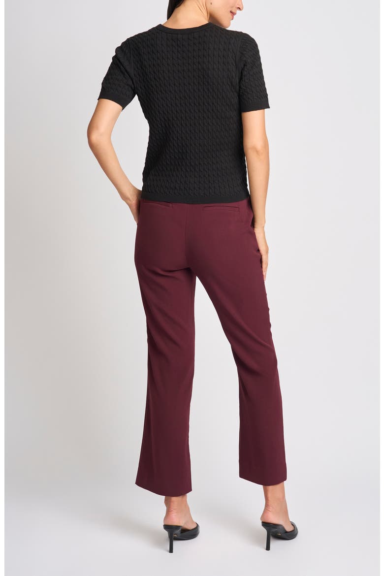 Cable Stitch Short Sleeve Crewneck Sweater, Alternate, color, RICH BLACK