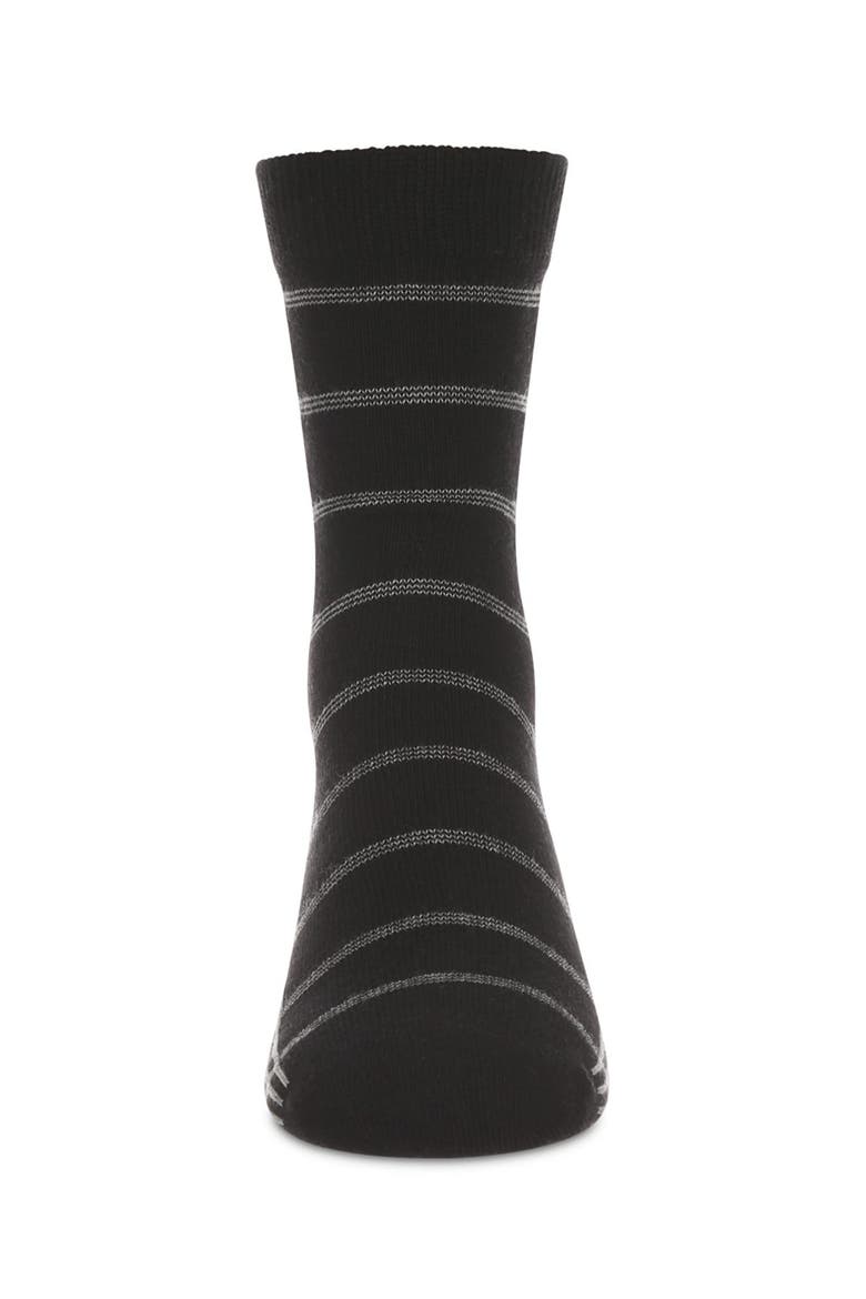 Boxed-Stripe Fine-Gauge Crew Sock, Alternate, color, Black