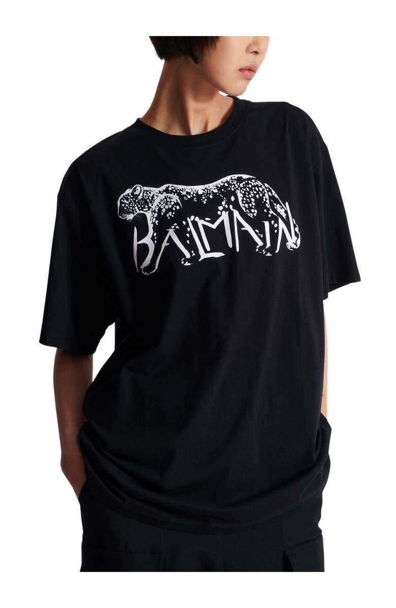 Balmain T-shirt with leopard print, Alternate, color, Black