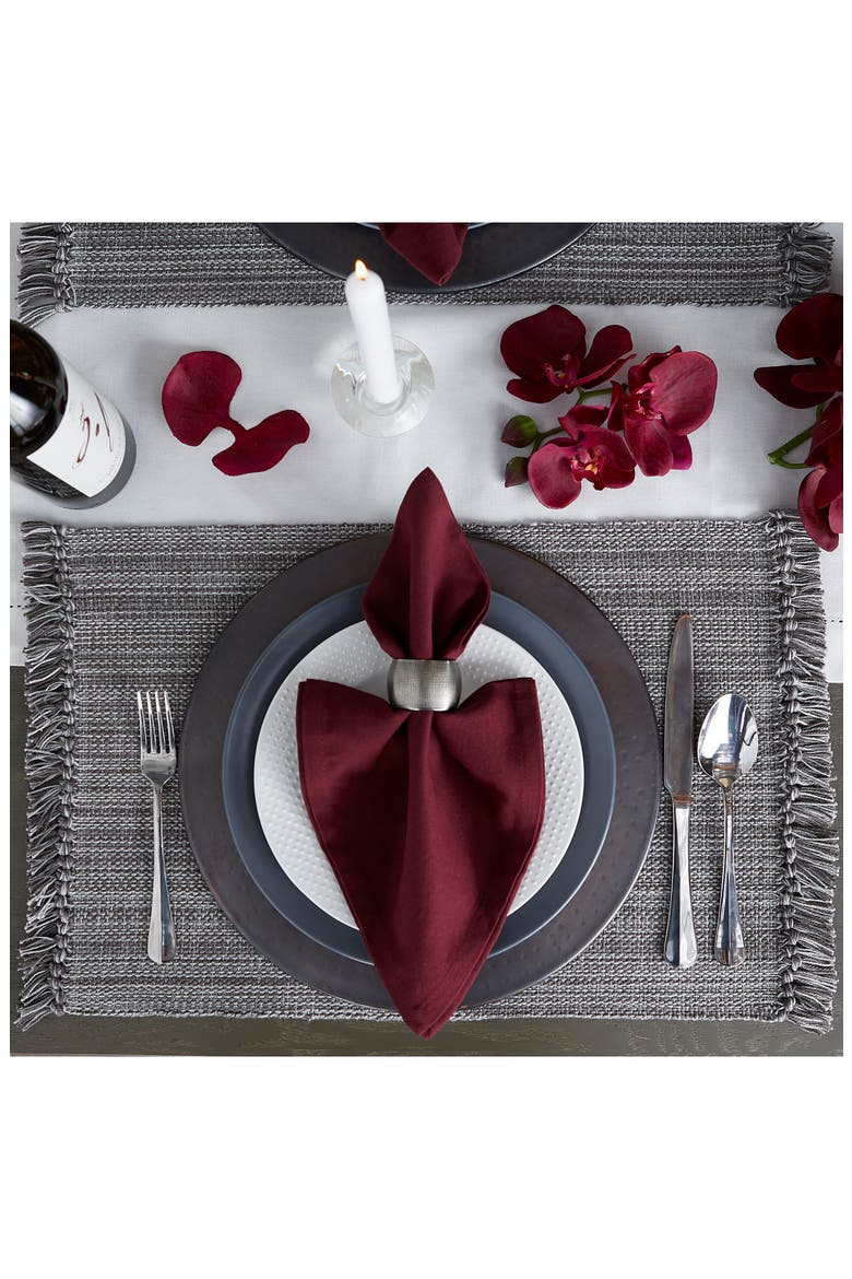 Variegated Fringe Set of 6 Placemats, Alternate, color, GRAY