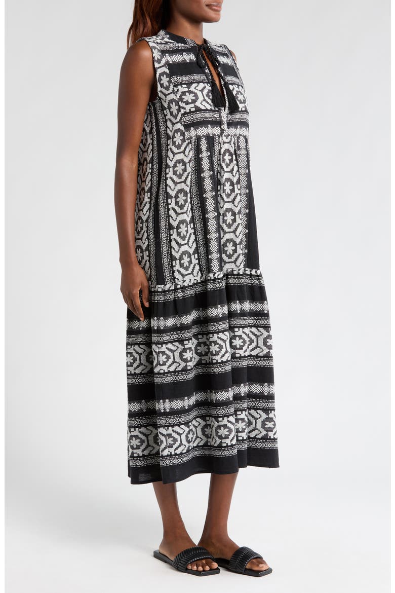 Sleeveless Cotton Cover-Up Midi Dress, Alternate, color, BLACK/ WHITE