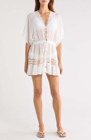Ramy Brook Alisa Lace Trim Cover-Up Dress