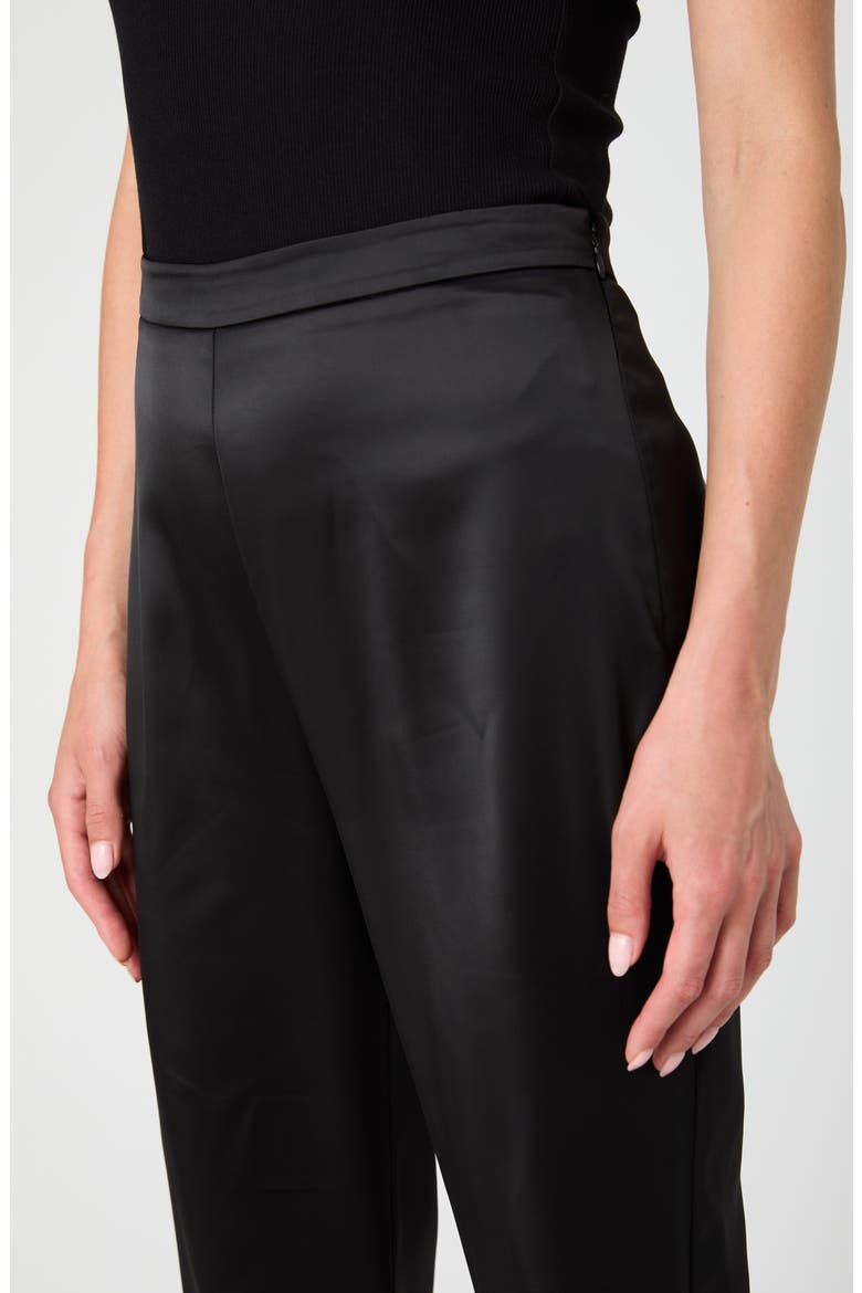 Maelys Stretch Satin Flare Trousers, Alternate, color, BLACK